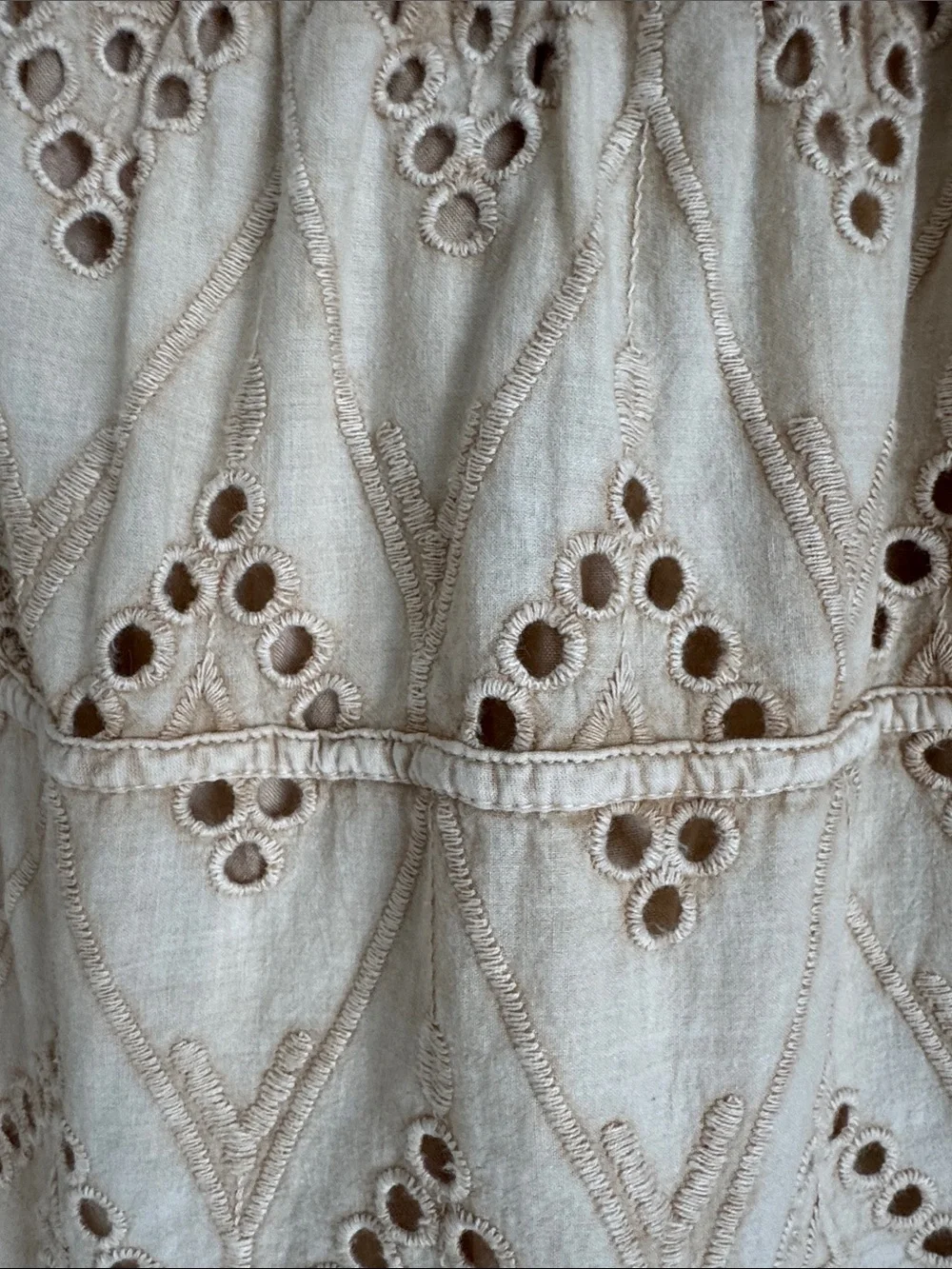 Free People Ivory Eyelet Embroidered Ruffle Mini Skirt Shorts Size S Boho